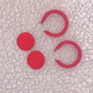 Vintage Costume Jewelry Pink Pierced Earrings (2 pair)